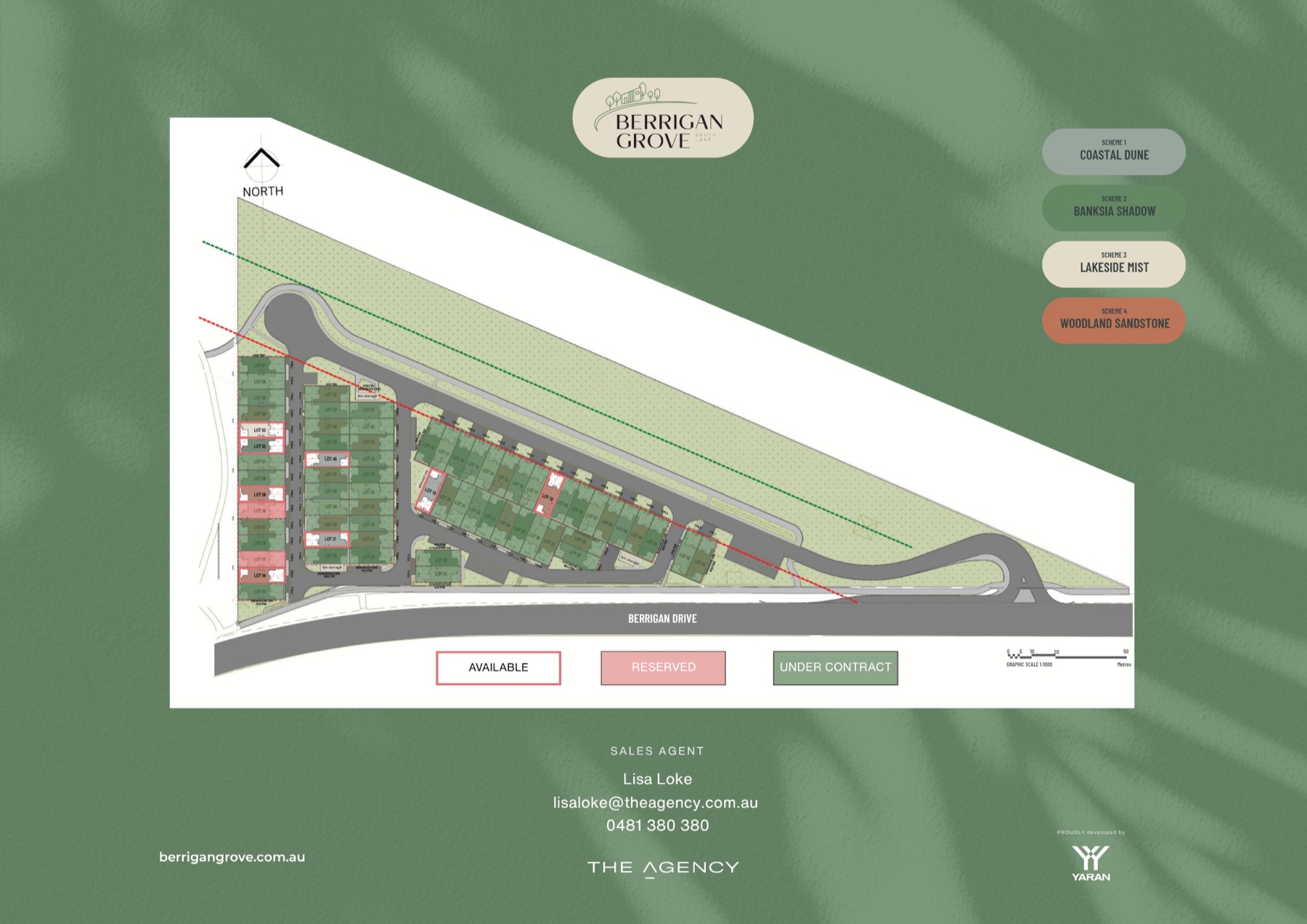 Berrigan Grove master plan showing all 67 lots, South Lake